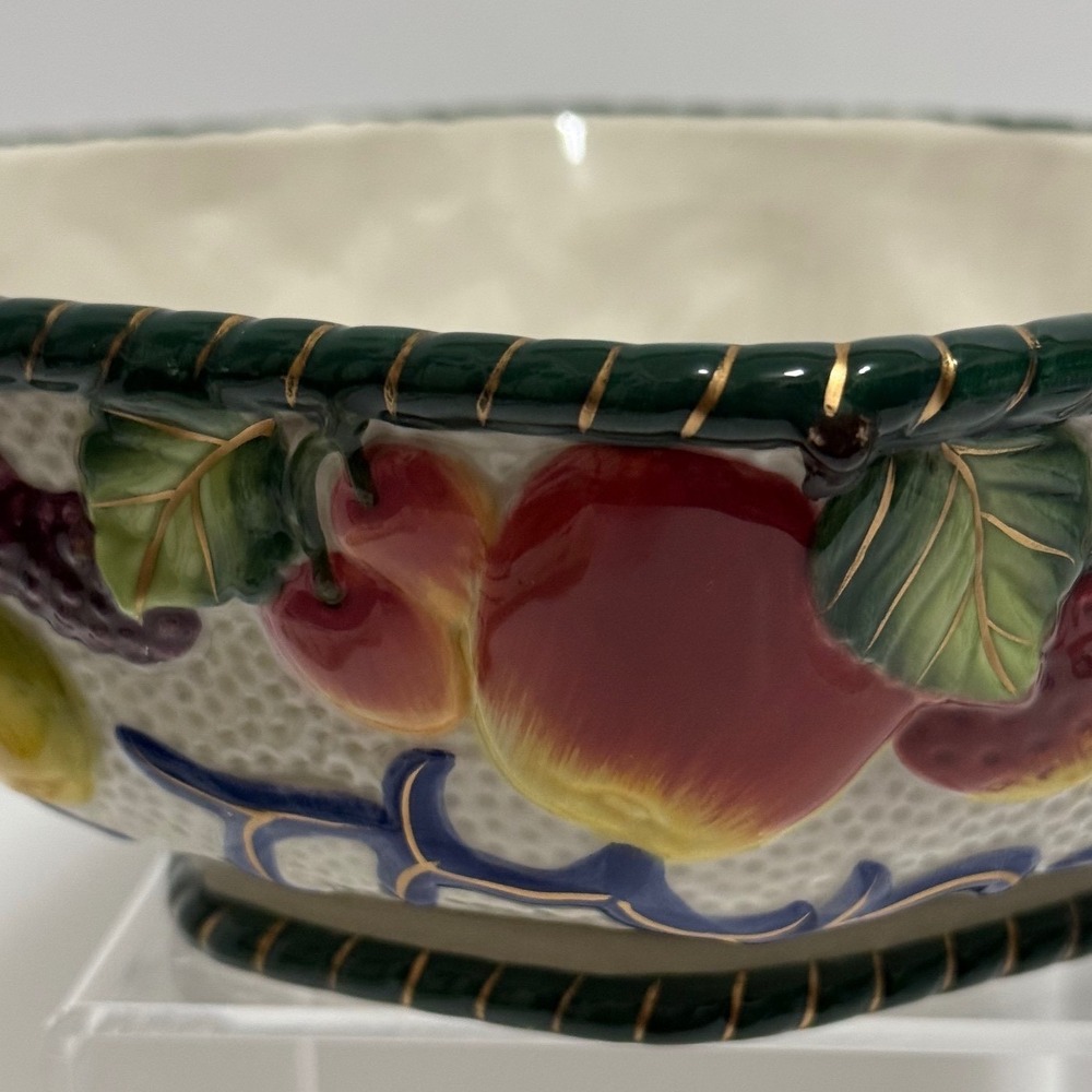 Fitz & Floyd Fruit Relief Pedestal Bowl 9" Tuscan Italian Harvest Centerpiece